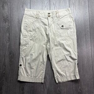 DKNY Jeans Vintage Y2K Cargo Capri Pants Tan Khaki Utility Cropped Womens 12